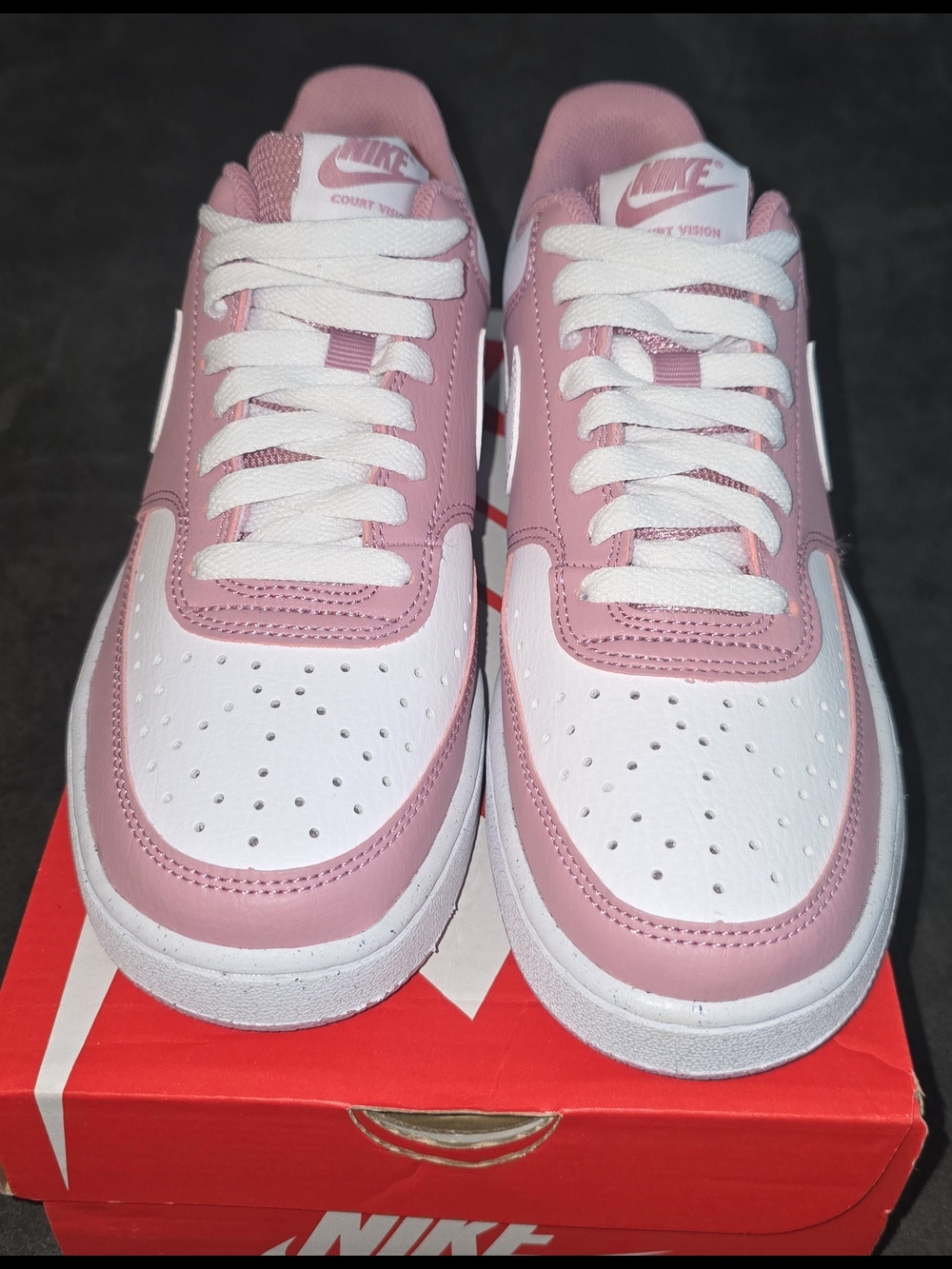 Nike Pink and White Court Vision Sneakers 7.5 Women's